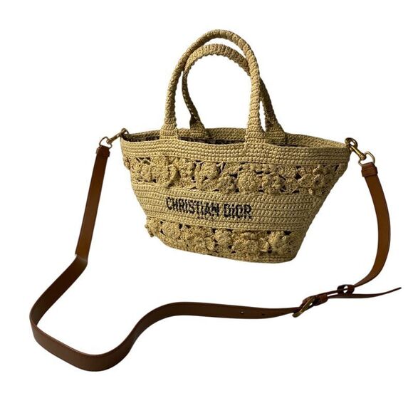 List Price: 800000 DIOR Women's Pannier Chapeau Basket Bag Raffia 2way Shoulder - Picture 2 of 10